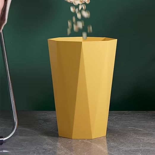 Polygon Small Trash Can Trash Can Wastebasket Plastic Trash Bin Garbage Container Rubbish Can Paper Basket Office Organizer for Bathrooms Laundry Room Kitchens Offices Kids Rooms Dorms (Yellow)