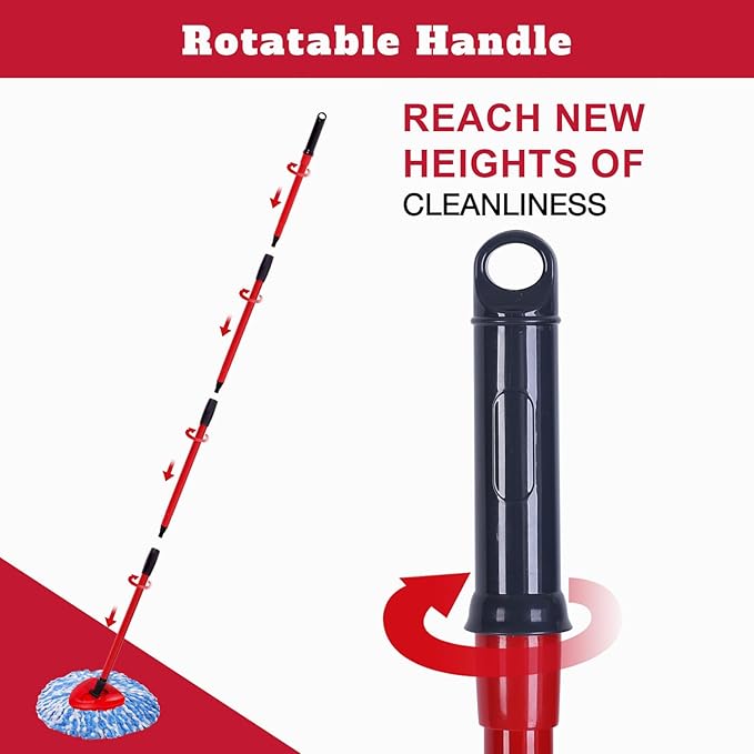4 Packs Spin Mop Replacement Heads Compatible with Oceda RinseClean 2-Tank System 4-Section Rotatable 30-58 Mop HandleMop Scrub Brush and Base Combo SetMop Refills Easy to Replace and Cleaning