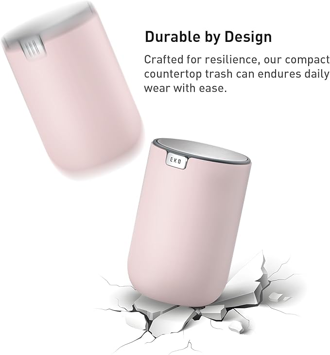 EKO Mini Trash Can Combo Set - Includes Two 0.4 Gallon Swing-Top Wastebaskets – Perfect for Desks Bathroom Vanity Countertop and More (1 Pink and 1 Blue)