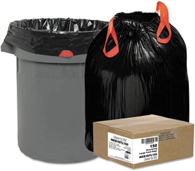 Draw 'n Tie 1DTL150 Heavy-Duty Bags 33gal 1.2mil 38 x 33 1/2 Black (Box of 150)