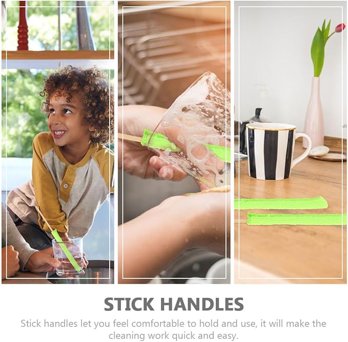 48pcs Multi-Functional Glass Cup Cleaning Sticks No Smell for Narrow Bottles and Cups Daily Use Cleaning Tool for Home and Kitchen
