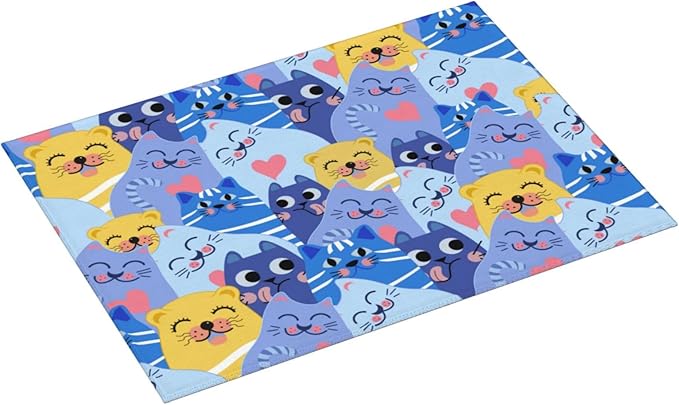 Cute Cats Dish Drying Mat for Kitchen Counter Large 18x24in Absorbent Drainer Dry Pad for Coffee Bar Decor