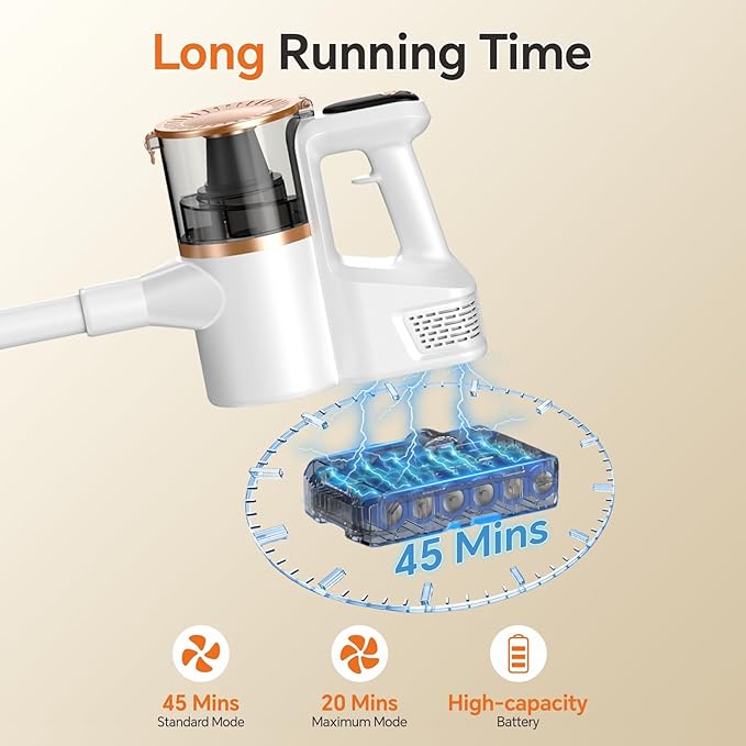 Cordless Vacuum Cleaner Powerful Vacuum Cleaners for Home with Mopping Function Water Tank Stick Vacuum Cordless Rechargeable Lightweight Vacuum for Pet Hair Hard Floors Carpet Gold