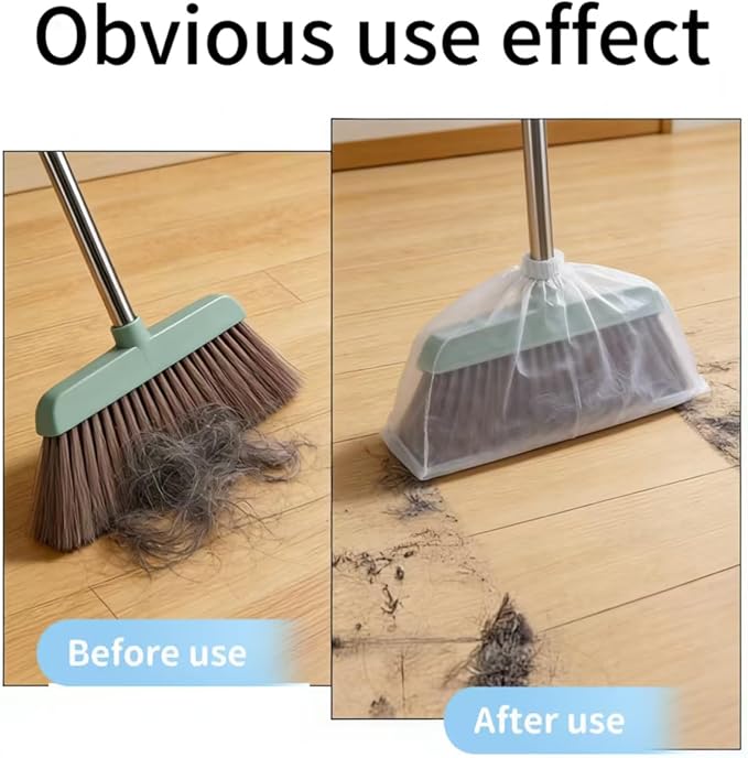 Disposable Broom Covers 300-Piece Disposable Broom Dusting Covers Lock in Pet Hair &amp Dust Easy On/Off for Standard Brooms and Dustpans Keep Hands Clean No-Wash Lazy Cleaning Tool (300pcs)