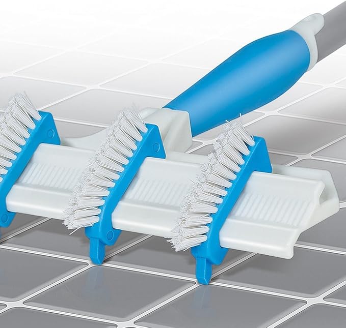 Adjustable Grout Brush - Clean Grout Lines in Half the Time with Built-In Scrapers - Fits Standard Mop Handle Threads