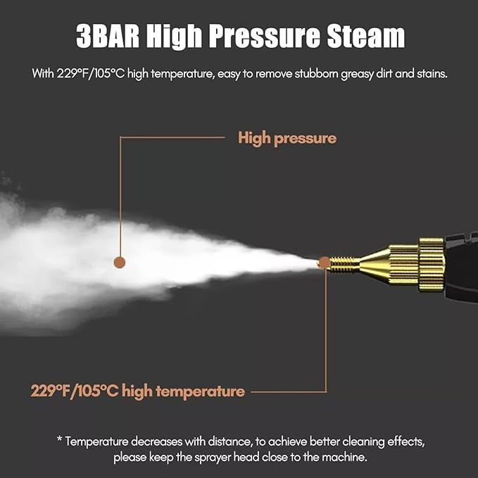 Handheld Steam Cleaner with 2500W 3BAR Pressure Steam Cleaner for Fast Heating and Deep Cleaning Pressurized Steam Cleaner