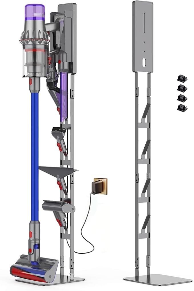 Vacuum Stand for Dyson V15 V12 V11 V10 V9 V8 V7 V6 DC30 DC31 DC34 DC35 DC58 DC59 DC62 DC74 Handheld Cordless Vacuum Cleaner - Carbon Steel Storage Rack Holder with Anti-Tip Design