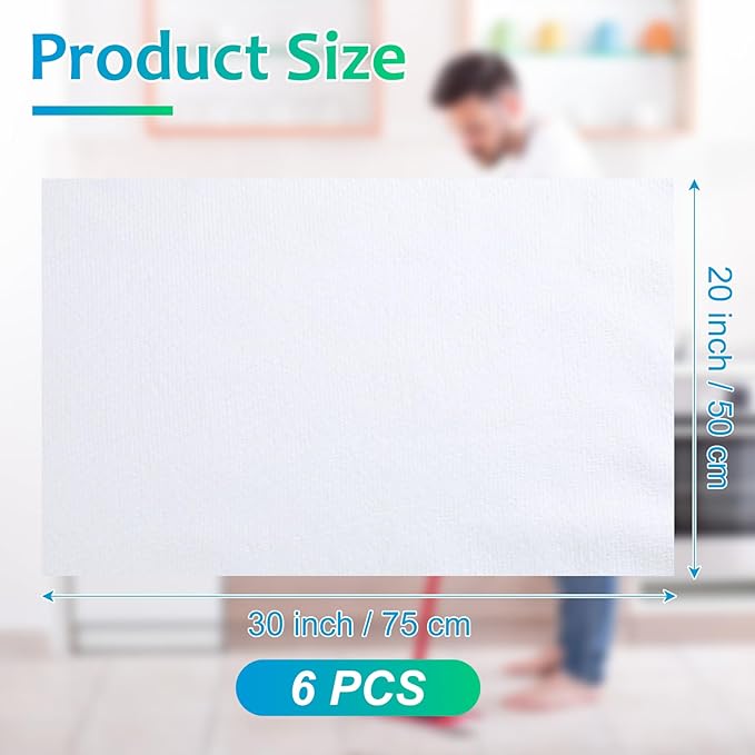 Newwiee 6 Pcs Extra Large Microfiber Cleaning Cloth 30 x 20 Washable Reusable Microfiber Towel Streak Free Lint Free Cloth for Cleaning Home Glass Office Window Bathrooms (White)
