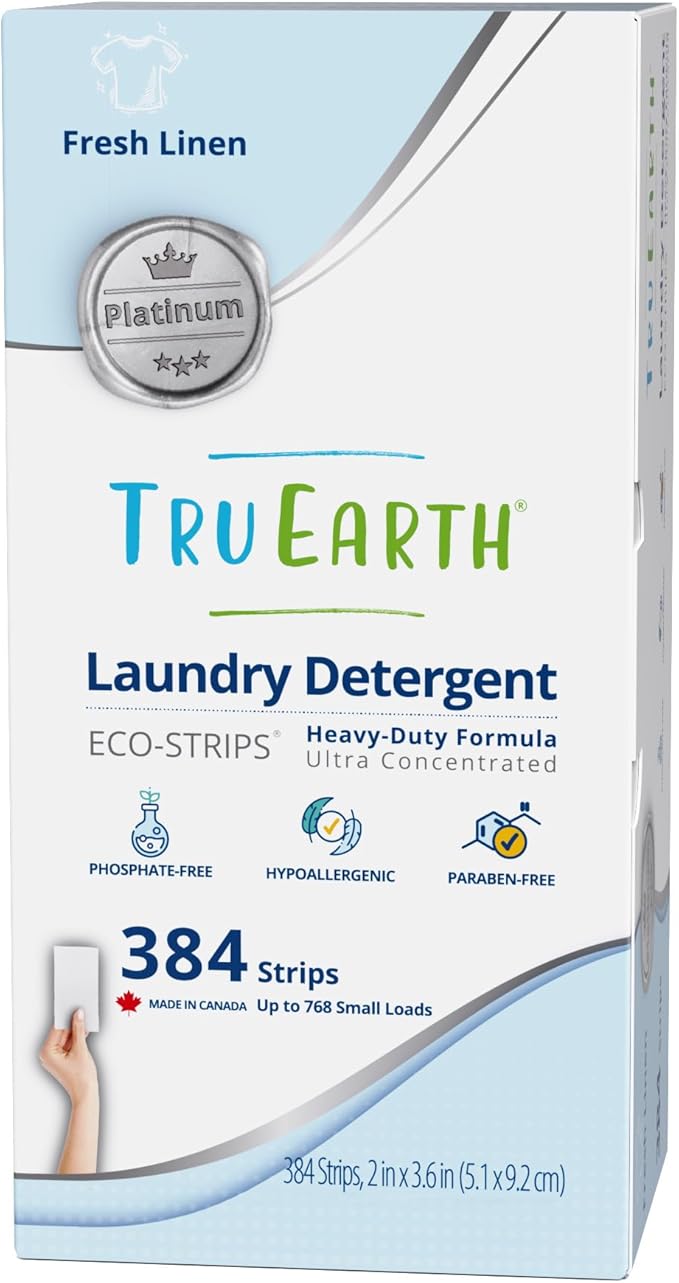 Tru Earth Platinum - Heavy Duty Laundry Detergent Sheets - Up to 768 Loads (384 Count Fresh Linen Scent - Ultra-Concentrated - Eco-Friendly Laundry Sheets