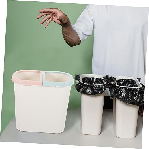 Plastic Trash Can Dual Compartment Bin for Home and Office Waste Management