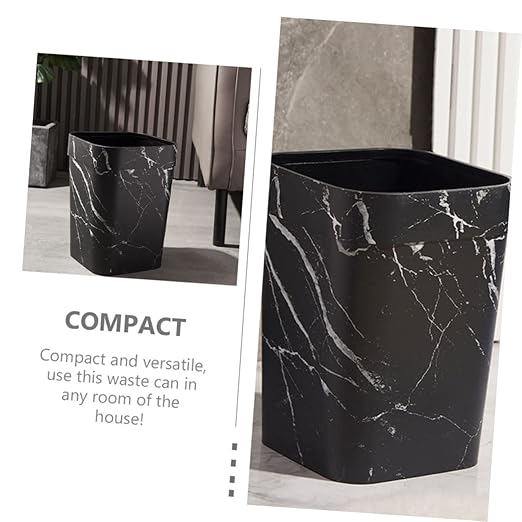 Marbling Trash Can Kitchen Recycle Bin Office Waste Basket Simple Versatile