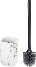 Vigar Zense Toilet Brush and Holder Set Toilet Bowl Brush with Polyresin Stone Holder Bathroom Sets for Bathroom Decor and Accessories White Marble