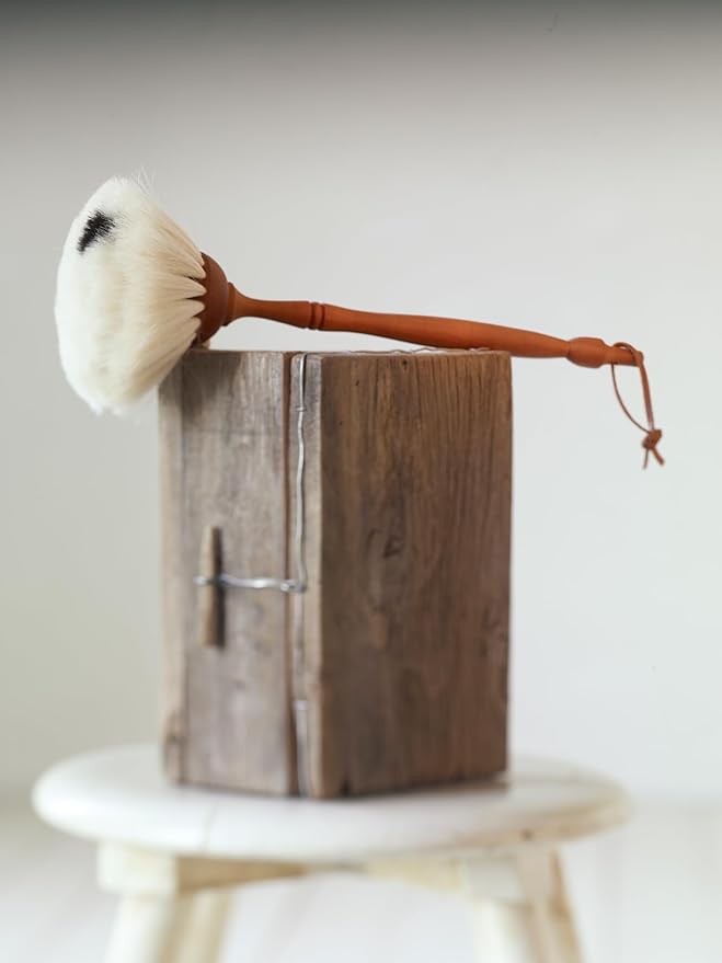 REDECKER Goat Hair Dust Brush with Oiled Pearwood Handle 13-1/2 inches - Natural Bristle Duster Cleans Delicate Surfaces Hanging Loop for Storage - Goat Hair Dusting Brush Made in Germany