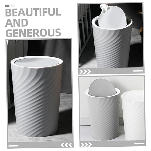 Zerodeko Creative Plastic Trash Can with Swing Lid 10L Household Waste Basket for Bathroom Office Bedroom Anti-Fingerprint Finish Easy to Use Garbage Bin