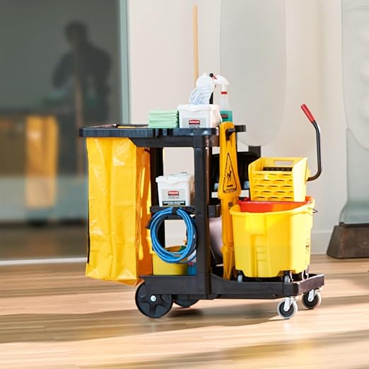 Rubbermaid Commercial Products Durable Replacement Front Zippered Vinyl Bag 24 Gal Yellow for Industrial Janitorial Cleaning Cart Waste Linen/Laundry/Trash Collection