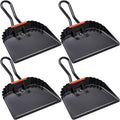 Mumufy 4 Pack Industrial Metal Dustpan 12 Heavy Duty Dust Pan with Handle Handheld Dustpan Wide Scooper Dust Debris Sweeping Tool Precision Edge Ideal for Cleaning Indoor Outdoor Surfaces(Black)