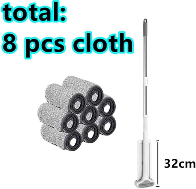 Squeeze Flat Cutting Mop Hands Free for Wash Floor Household Kitchen Floors Cleaning with Microfiber Replacement Mop Head (Size : 1mop 3 Cloth) ( 1mop 8 Cloth)