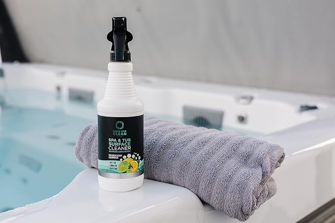 Spa &amp Hot Tub Surface Cleaner - All Natural Lemon/Lime Scent Removes Scale Dirt Grime &amp Hard Water | Ideal for Hot Tubs Swim Spas Bath Tubs &amp Showers | 16oz