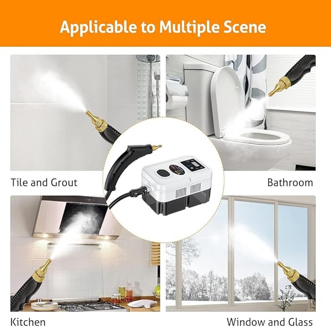 Steam Cleaner for Home 1800W Steam Cleaner Handheld with 1.2L Water Tank Split Design 6 Gear Adjustment for Windows Kitchen Floor Car White