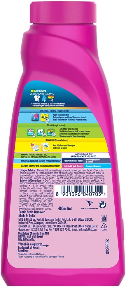 Vanish Oxi Action Stain Remover Washing Liquid - 400 ml - India