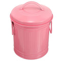 Metal Trash Can with Lid Small Desktop Garbage Bin Retro Pink Iron Table Wastebasket for Office and Bedroom Organization