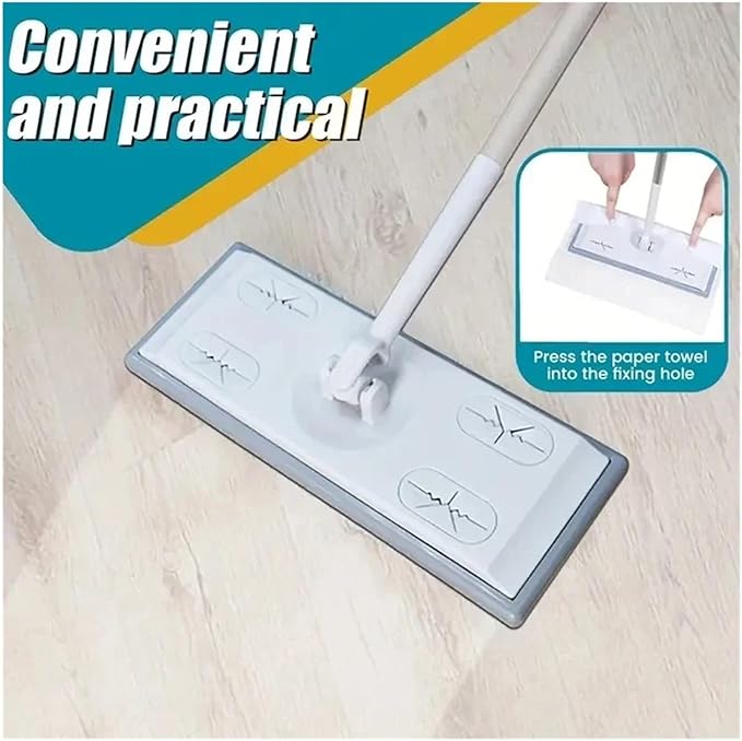1Set Home Electrostatic Dust Collector Mop Foldable Long Handle With Disposable Vacuum Paper Floor Household Cleaning Tool