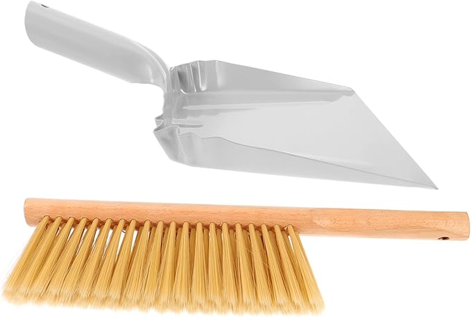 Cabilock 1set Wooden Handle Hand Broom with Dustpan Small Whisk Broom for Cleaning Home Furniture Sofa and Carpet Compact Design for Easy Dust Removal and Portability