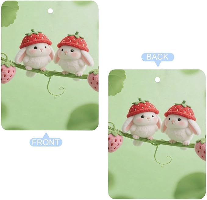5PCS Car Air Freshener Hanging Personalized Double Sided Strawberry Chicks Car Fresheners Long Lasting New Cars Scents Cute Automotive Freshies for Closets Drawers (tea)