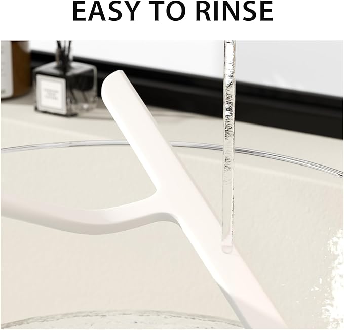 Shower Squeegee for Shower Glass Bathroom Glass Cleaning Tool with Hook Mount Squeegee for Glass Doors Window Cleaning Tile Shower Walls (White)