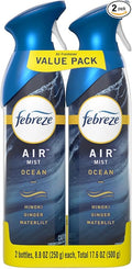 Febreeze Air Mist Ocean 2 Pack Spray Air Freshener with Hinoki Ginger &amp Waterlily Scent 8.8 oz 2-Pack