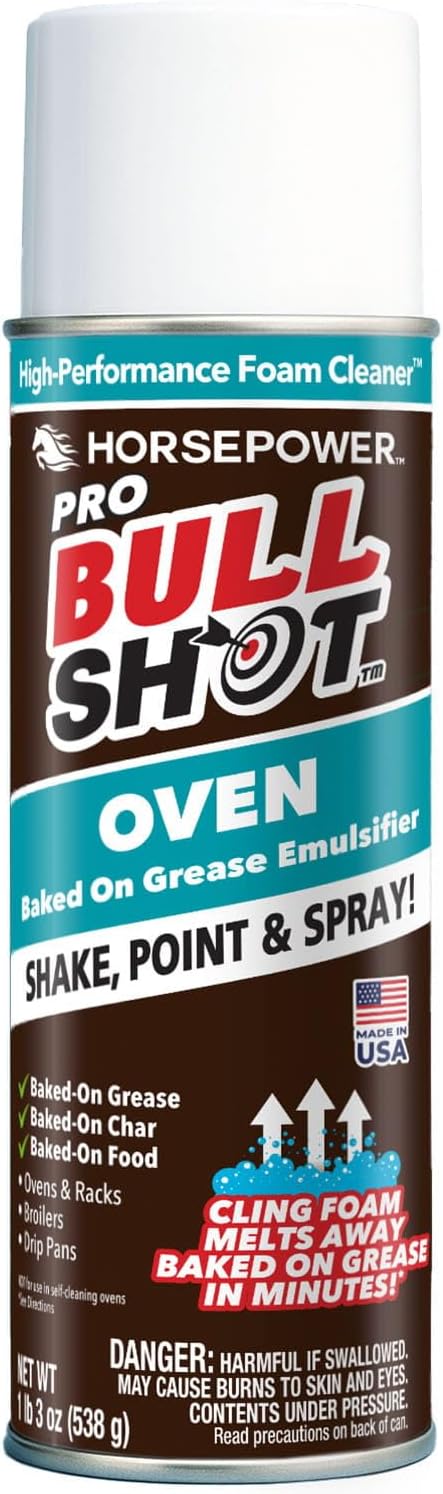 Bull Shot Oven Pro AS SEEN ON TV Cling Foam Melts Away Baked-On Grease Char &amp Food In Minutes Professional Strength Shake Point &amp Spray Made in the USA Ovens Racks Drip Pans &amp Br