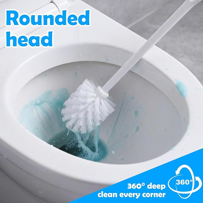 12 Pcs 17.3 Inch White Toilet Brush Bulk with Hook Hole Long Handle Toilet Bowl Cleaner Scrubber for Bathroom Household Cleaning Supplies Christmas Home Gifts