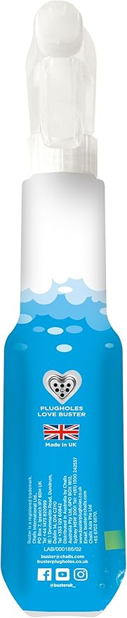BUSTER Active Foam Sink &amp Drain Cleaner 500ml x 2 - Sink Cleaner to Remove Limescale &amp Stains - Daily Plughole Foam Cleaner &amp Odour Eliminator – Foam Cleaner for Sinks Showers Drains and