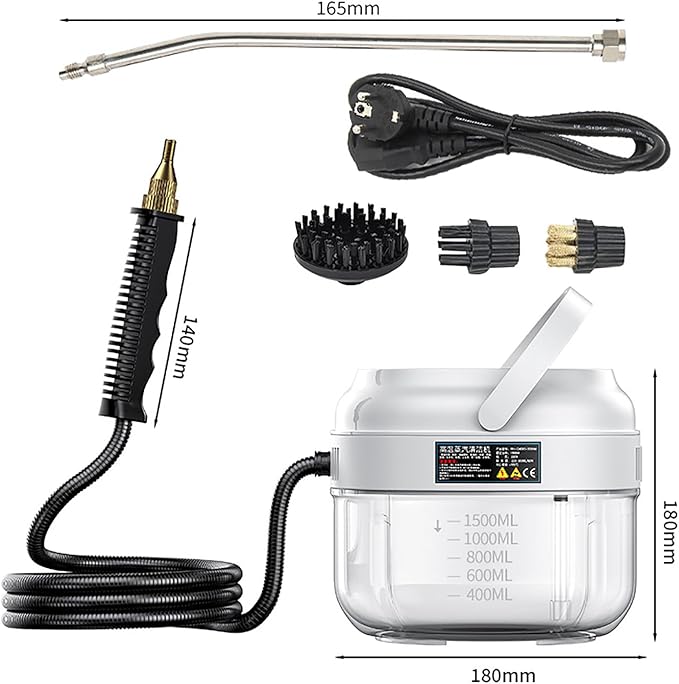COYEUX 1500ml Water Tank High Pressure Steam Cleaner Handheld Steam Cleaner Touch Screen + 6 Adjustable Steam Levels for Home Kitchen Hood Car Cleaning