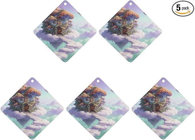 5PCS Car Air Freshener Hanging Personalized Double Sided Sky Shroom Hut Car Fresheners Long Lasting New Cars Scents Cute Automotive Freshies for Closets Drawers (tea)