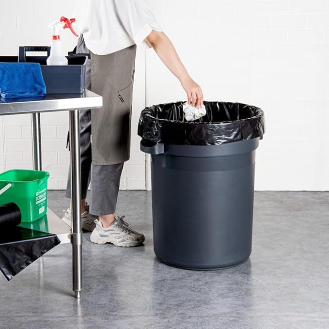 Restaurantware RW Clean 45 Gallon Trash Bags 100 Heavy-Duty Garbage Can Liners - Fits 40-45 Gallon Trash Cans Stretchable Black Plastic Bin Liners With Star Seal Bottom