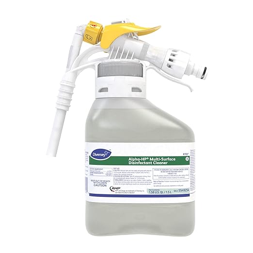 Diversey 5549254 Alpha-HP Multi-Surface Disinfectant Cleaner Bactericidal &amp Virucidal Hydrogen Peroxide with Citrus Scent Ready-to-Dispense (RTD) Concentrate 1.5-Liter (Pack of 2)