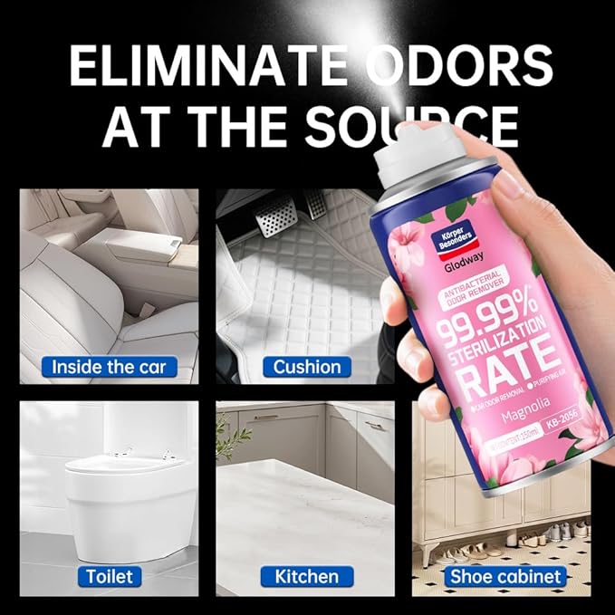 Glodway Air RefresherOdor Eliminator Remover SprayOdor RemoverMagnolia Long-Lasting Scent For HomeCouchMattressFurniture bathroomFabrics &amp Trash6 Ounce4 pack
