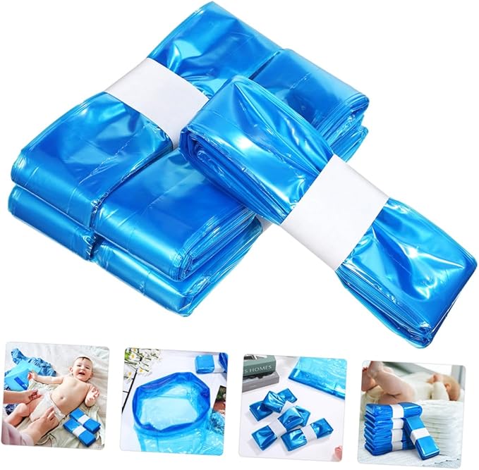 Mikikit 5 Rolls Pe Blue Diaper Pail Bags 260mm X 7m Thickened Odor-proof Trash Bags for Diaper Storage and Home Trash Containers
