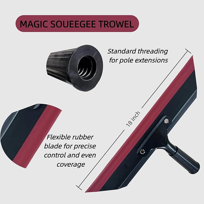 18in Magic Squeegee Trowel Spreader Trowel with Smooth Flexible Blade Professional Epoxy Tool for Knockdown Drywall Concrete Epoxy Smoothing Sprayed Surfaces