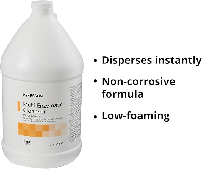 McKesson Multi-Enzymatic Cleanser for Surgical Instruments &amp General Healthcare Equipment 1 Gallon [Pack of 4] Spring Fresh