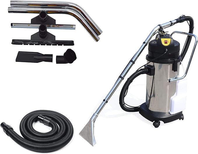 Carpet Cleaner Machine 40L/11Gal Carpet Extractor 3 in 1 Carpet Cleaning Wand Floor Cleaning Machine Pet Carpet Cleaner with Mobile Wheels +Long Flat/Dry/Water Vacuum Head+Round Brush