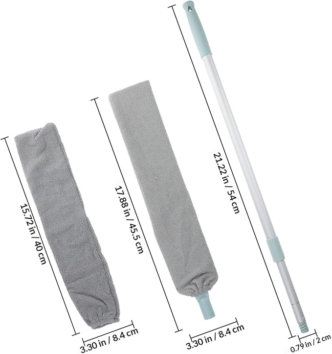 Telescoping Duster Set with Microfiber Cloth Heads Retractable Gap Cleaning Brush for Bed Bottom and Sofa Household Cleaning Tool for Hard-to-Reach Spaces