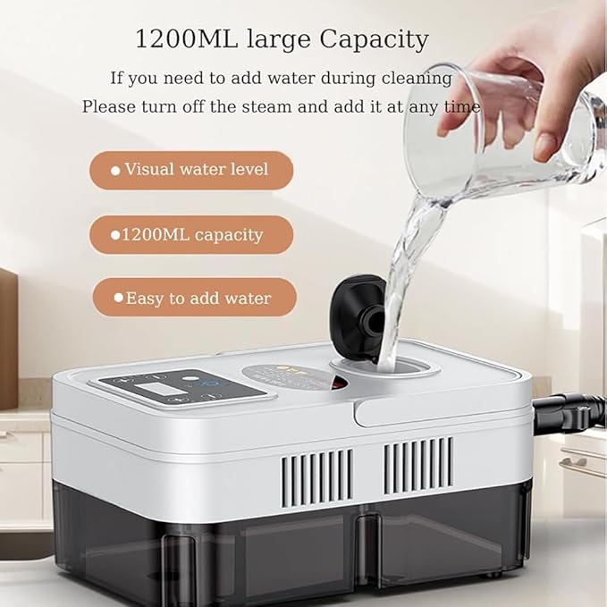 Handheld Steam Cleaner 1600w High-Pressure and High-Temperature Steam 3 Adjustable Speeds for Multi-Functional Cleaning 1200ml Large-Capacity Water Tank (Orange)