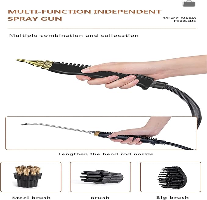 Hand-held Portable Steam Cleaning Machine Automatic Pumping for Kitchen Bathroom Furniture Car Detailing SeatWhite
