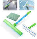 Window Cleaning Kit Window Squeegee Recyclable Silicone Window Squeegee Kit 3 in 1 Glass Cleaning Tool with Rotatable Rubber Microfiber Scrubber (1 Set)