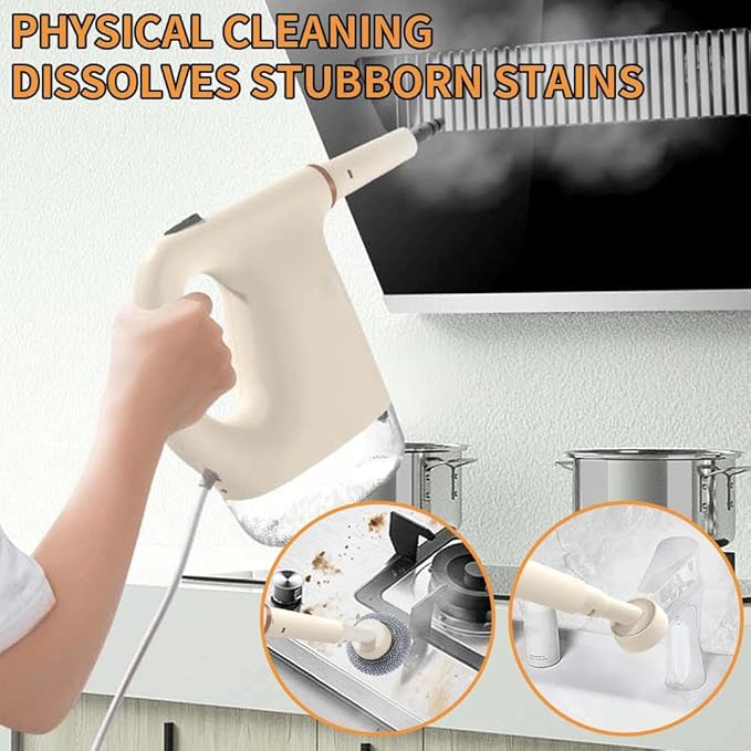 Handheld Steam Cleaner with 6 Accessories 20-Second Fast Heat-Up High-Pressure Steam Machine Multi-Purpose Portable Steamer for Kitchen Grease Bathroom Tile Grout Car Detailing Beige