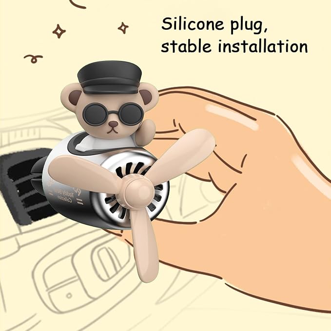2 Pcs Pilot Car Air Freshener Cute Duck Car Vent Clip Air Freshener Automotive Air Outlet Fan Diffuser Automotive Interiors Vent Decoration (Dog+Bear)