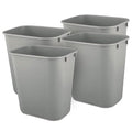 Rubbermaid 4 Pack 2955GRA Deskside Plastic Wastebasket Rectangular 3 1/2 gal Gray