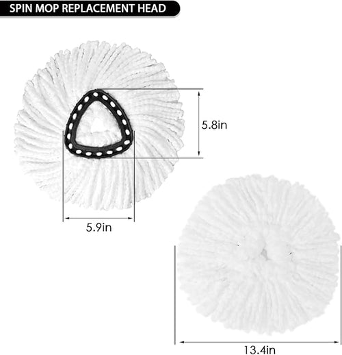 14Pack Spin Mop Replacement HeadsSpinning Mop Replace Head for Floor Cleaning 100% Microfiber Mop Head Replacement Compatible with Triangle Spin Mop Refill for Easy Wring MopWhite